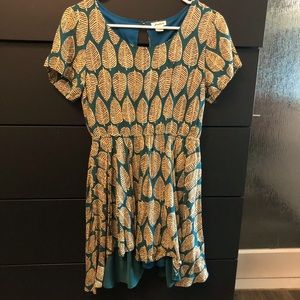 Yellow and green Leaves asymmetric dress